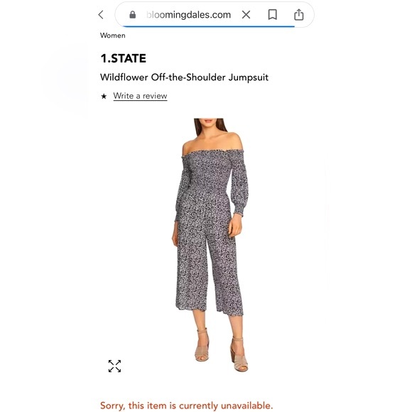 NWOT Revolve 1. State Smocked Off the Shoulder Wildflower Floral Jumpsuit Medium - Picture 5 of 9